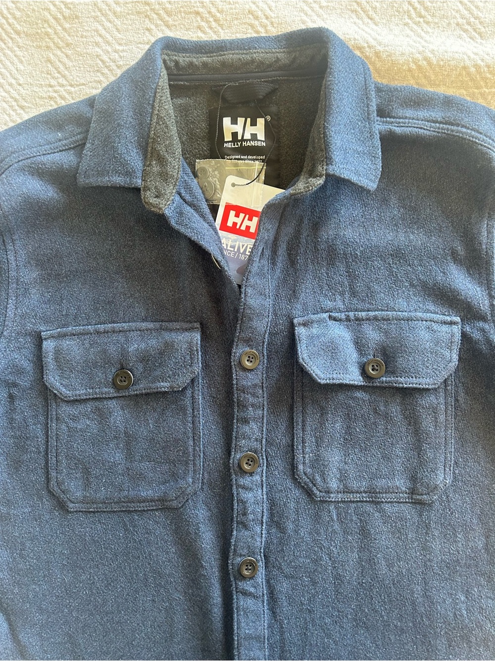 Helly Hansen Men’s Dark Blue Button-Front Casual Overshirt